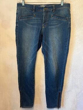 L.L.Bean Signature Skinny Mid Rise Ankle Zip Jeans Blue Sz 12 Gorpcore Preppy